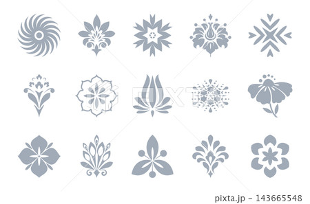 Flower icons set. Isolated elements for design. Vector graphics. Flower collection 143665548