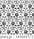 Flower pattern. Seamless white and black ornament. Graphic vector background. 143665571