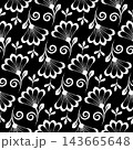 Flower geometric pattern. Seamless vector background. White and black ornament. Ornament for fabric, wallpaper, packaging. Decorative print. 143665648