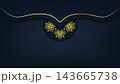 Luxury navy blue background with metallic gold lines and floral mandala ornament 143665738