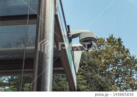 Outdoor Security Camera on Building Outdoor Security Camera on Building 143665838