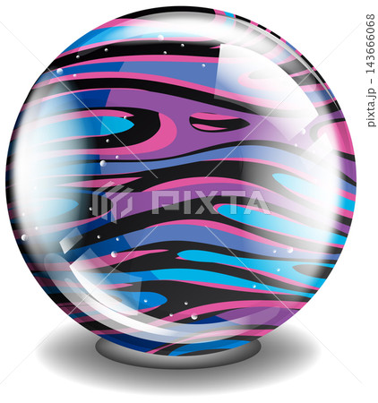 Glossy Glass Marble with Pink Blue and Black Swirl Pattern Glossy Glass Marble with Pink Blue and Black Swirl Pattern 143666068