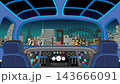 Futuristic Vehicle Cockpit Overlooking Night City Skyline Vector Illustration 143666091