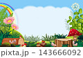 Cartoon Forest Meadow Background with Tree Stump and Copy Space 143666092
