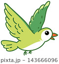 Cute Green Cartoon Bird Flying Vector Illustration 143666096