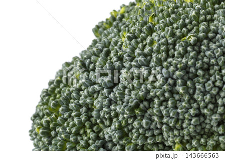 close up of fresh broccoli isolated on a white background 143666563