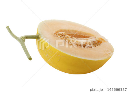 Golden Melon slices isolated on a white background Golden Melon slices isolated on a white background 143666587