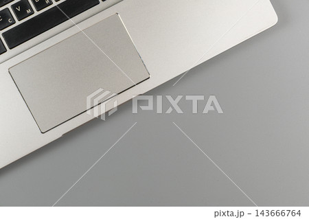 Modern laptop on a desk in a workspace during a workday 143666764