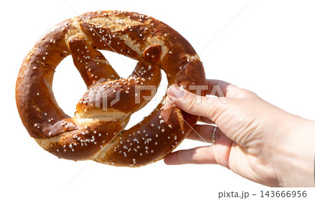 Pretzel isolated on white background 143666956