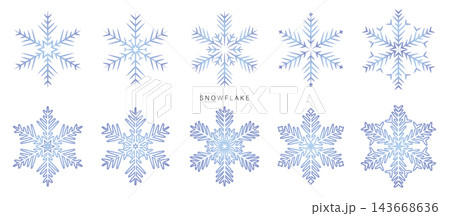 美しい雪の結晶のイラスト素材セット ベクター 白背景 冬 クリスマス 美しい雪の結晶のイラスト素材セット ベクター 白背景 冬 クリスマス 143668636