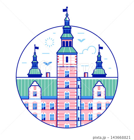 Rosenborg Castle Copenhagen Landmark Line Icon 143668821