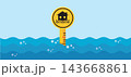 Flood Water Level Gauge Sign with House Warning Icon 143668861