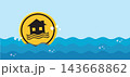 Flood Water Level Gauge Sign with House Warning Icon 143668862