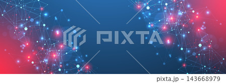 Futuristic digital plexus and glowing dots background. Vector 143668979