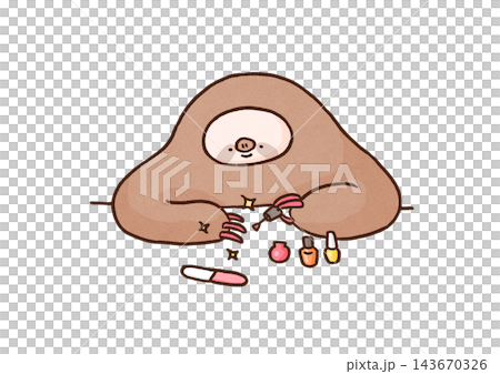 A sloth applying nail polish to its long nails (nail color) A sloth applying nail polish to its long nails (nail color) 143670326