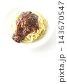 スパゲッティミートソースを白背景で単品撮影 143670547