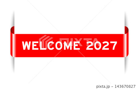Red color inserted label banner with word welcome code on white background Red color inserted label banner with word welcome code on white background 143670827