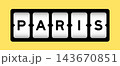 Black color in word paris on slot banner with yellow color background 143670851