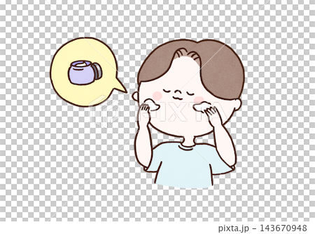 A man applying beauty cream to his face with his fingers as part of his skincare routine (men's skincare). A man applying beauty cream to his face with his fingers as part of his skincare routine (men's skincare). 143670948