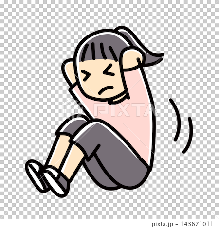 腹筋をする女性_フルカラー 143671011