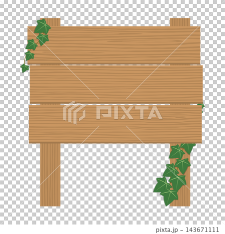 A wooden sign frame illustration featuring ivy intertwined with two posts and three planks. A wooden sign frame illustration featuring ivy intertwined with two posts and three planks. 143671111