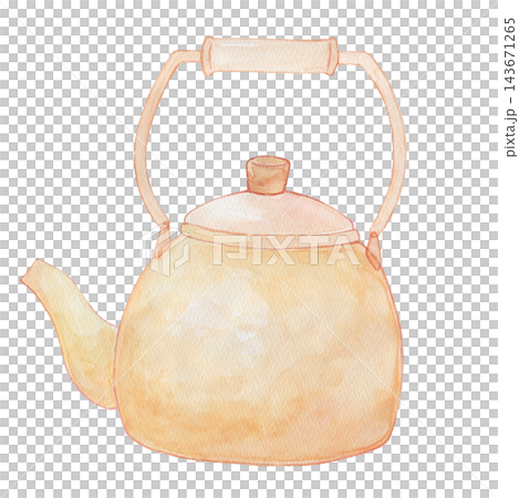 A simple kettle painted in watercolor. 143671265