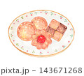 オシャレなお皿にのったクッキーイラスト　水彩 143671268