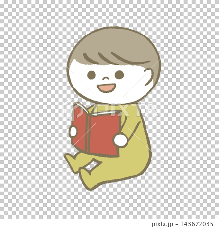 Child reading a picture book Yellow Child reading a picture book Yellow 143672035