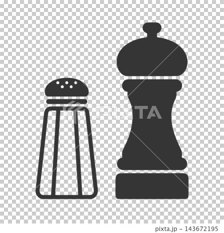 鹽和胡椒的簡單輪廓圖標 鹽和胡椒的簡單輪廓圖標 143672195