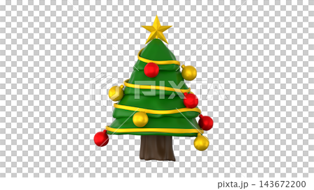 3d icon of a Christmas tree with decorations such as stars and balls 3d icon of a Christmas tree with decorations such as stars and balls 143672200