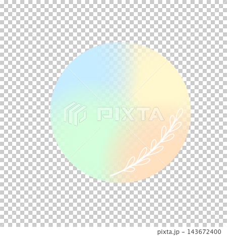 A circular background with soft pastel gradients and white leaves. 143672400
