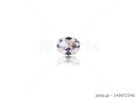 macro mineral faceted stone Morganite on a white background macro mineral faceted stone Morganite on a white background 143672548