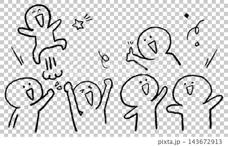 Hand-drawn line art illustrations of happy people Hand-drawn line art illustrations of happy people 143672913