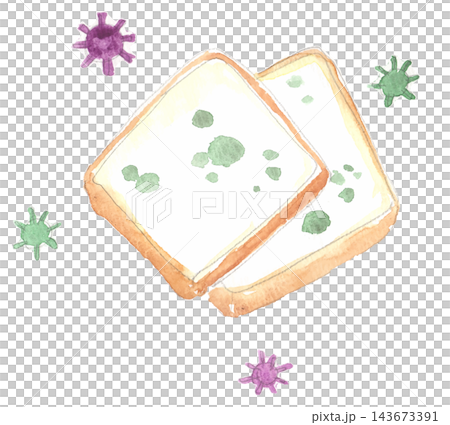 Watercolor illustration of moldy bread Watercolor illustration of moldy bread 143673391