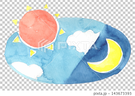 Watercolor illustration of the summer solstice 143673393