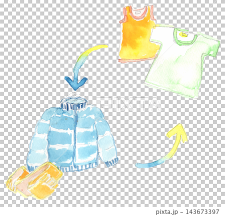 Watercolor illustration of changing clothes Watercolor illustration of changing clothes 143673397