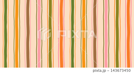 Wavy uneven vertical autumn stripes vector seamless pattern in warm earthy tones, Rustic stripe fall background for clothing, home decor and textiles Wavy uneven vertical autumn stripes vector seamless pattern in warm earthy tones, Rustic stripe fall background for clothing, home decor and textiles 143673450