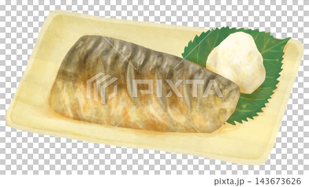 Illustration of grilled mackerel with salt Illustration of grilled mackerel with salt 143673626