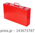 Red Metal Toolbox Closed On White Background Red Metal Toolbox Closed On White Background 143673787