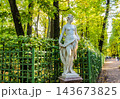 Thalia Muse of Comedy Statue in Saint Petersburg Summer Garden with Autumn Trees 143673825