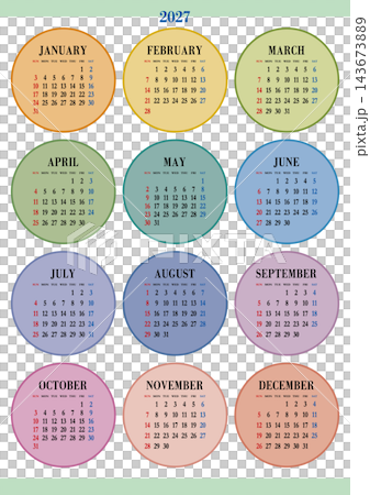 2027 Annual Calendar, Sunday Start, No Japanese Holidays Marked, Vertical Format 2027 Annual Calendar, Sunday Start, No Japanese Holidays Marked, Vertical Format 143673889