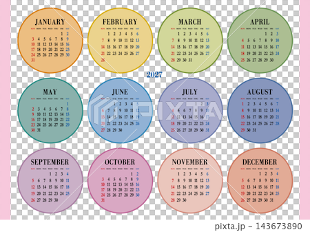 2027 Annual Calendar, Sunday Start, No Japanese Holidays Included, Landscape Layout 2027 Annual Calendar, Sunday Start, No Japanese Holidays Included, Landscape Layout 143673890