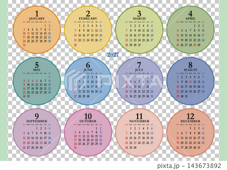 2027 Annual Calendar, Sunday Start, Landscape Layout 2027 Annual Calendar, Sunday Start, Landscape Layout 143673892