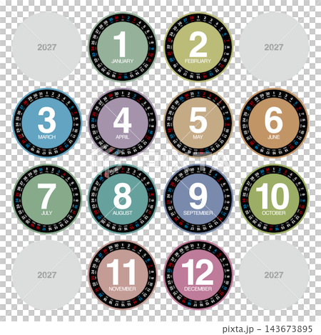 Annual circular calendar for 2027 Annual circular calendar for 2027 143673895