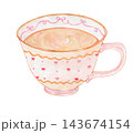 水彩で描いたオシャレなティーカップ 143674154