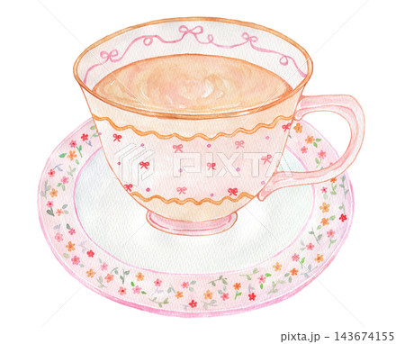 かわいい紅茶のイラスト 水彩 かわいい紅茶のイラスト 水彩 143674155