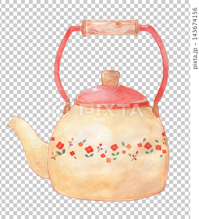 水彩で描いたレトロなやかん 水彩で描いたレトロなやかん 143674156