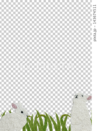 【兔子與草地垂直框】手工刺繡插畫素材 【兔子與草地垂直框】手工刺繡插畫素材 143674511