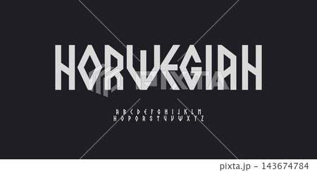 Nordic Font Scandinavian Logo Alphabet Runic Letter Set Rune Typography, Geometric Ethnic Typographic Design for Norway Viking Poster, Ancient Headline, Norse Fonts. Vector Typeface Nordic Font Scandinavian Logo Alphabet Runic Letter Set Rune Typography, Geometric Ethnic Typographic Design for Norway Viking Poster, Ancient Headline, Norse Fonts. Vector Typeface 143674784