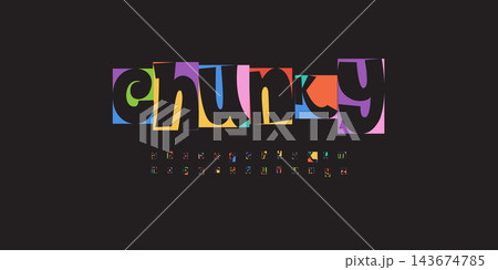 Chunky Font Festival Logo Carnival Alphabet Groovy Letter Set Modern Typography, Creative Typographic Design for Food Music Fest Title, Funny Typo Poster Headline, Kids Logotype. Vector Typeface Chunky Font Festival Logo Carnival Alphabet Groovy Letter Set Modern Typography, Creative Typographic Design for Food Music Fest Title, Funny Typo Poster Headline, Kids Logotype. Vector Typeface 143674785